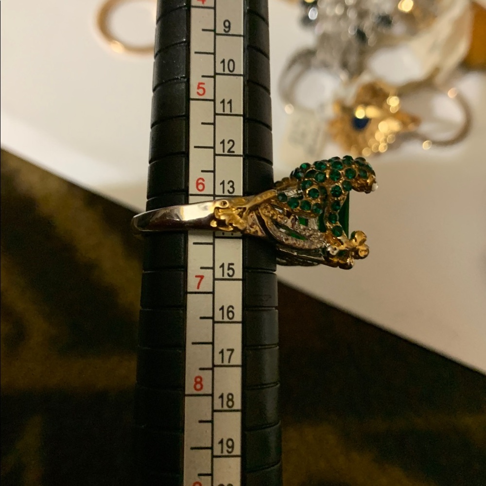 Frog Shaped Large Emerald Green Statement Ring Si… - image 8